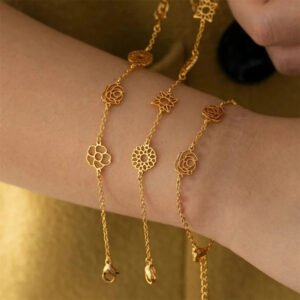 Birthday Flower Handmade Stainless Steel Flower Combination Bracelet